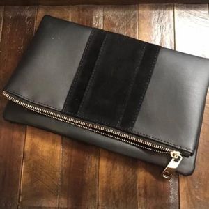 Summer & Rose black vegan leather fold-over clutch